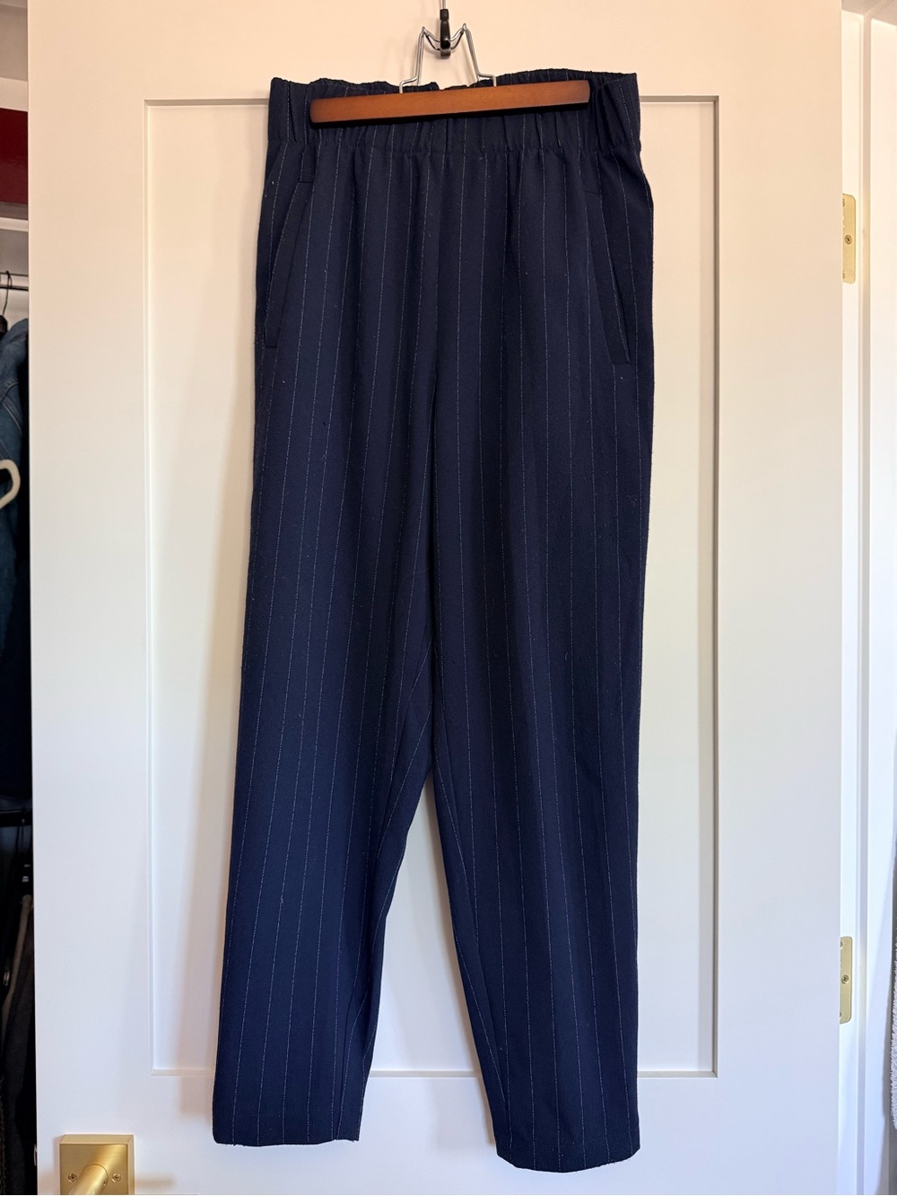 Ganni Navy Pinstripe Trousers
